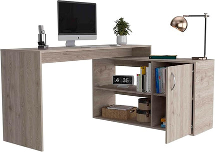 NicBex Kimberly-DW-00003-LWJ Home Office Desks, 59.6"x45.9"x30.1", Light Gray - LeafyLoom