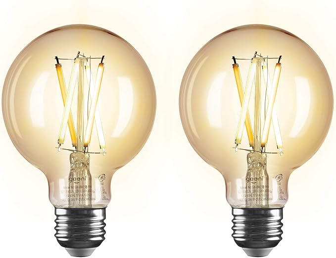 Geeni Smart Light Bulb - Alexa and Google Home Compatible, Amber LED Programmable and Dimmable WiFi Light Bulb, App Controlled (G25-2 Pack) Geeni