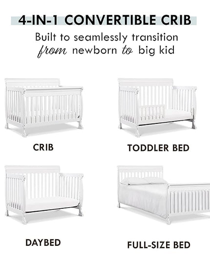 DaVinci Kalani 4-in-1 Convertible Crib in White, Greenguard Gold Certified - LeafyLoom