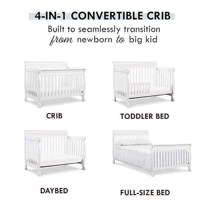 DaVinci Kalani 4-in-1 Convertible Crib in White, Greenguard Gold Certified - LeafyLoom
