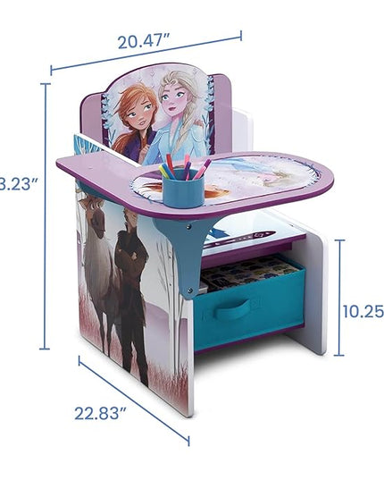 Delta Children Chair Desk with Storage Bin, Disney Frozen II Cup Holders|Arm Rest, Engineered Wood - LeafyLoom