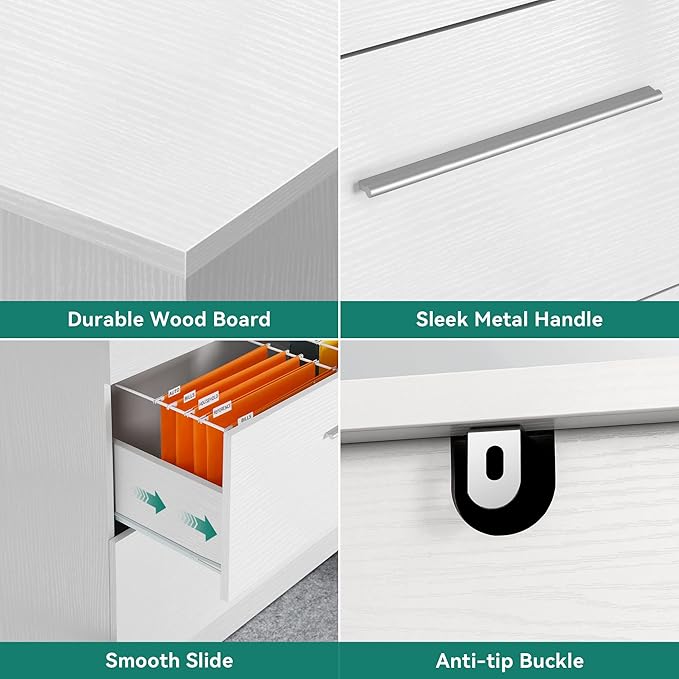 YITAHOME 4 Drawer Lateral Filing Cabinet,Dressers & Chests of Drawers for Bedroom,Printer Stand Vertical Storage Cabinet Fits Letter, A4, Legal Size for Home Office Organization, White - LeafyLoom