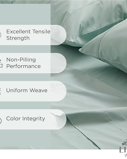100% Cotton Percale Sheets California King Size, Pastel turk, Deep Pocket, 4 Pieces Sheet Set - 1 Flat, 1 Deep Pocket Fitted Sheet and 2 Pillowcases, Crisp Cool and Strong Bed Linen - LeafyLoom