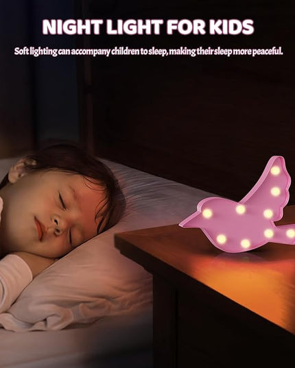 Bird Pink Party Decorations, Battery Powered Bird Night Light for Kids, Girl Birthday Party Decorations, Pink Room Decor for Girls, Pink Wall Decor for Girls Bedroom - LeafyLoom