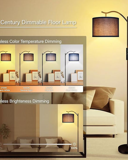 BoostArea Floor Lamp for Living Room,Arc Floor Lamp with Remote Control,Stepless Dimmable Brightness & Colors Temperature 2700k-6500k,Modern Standing Lamp for Bedroom Study Room Office,Blue - LeafyLoom