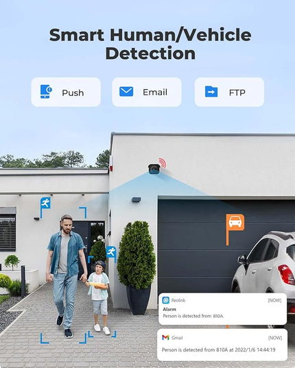 REOLINK 4K/8MP Security PoE IP Camera, Human/Vehicle/Pet Detection, Time-Lapse, 100ft IR Night Vision, Work with Smart Home, Up to 256GB microSD Card, Surveillance Outdoor Indoor, RLC-810A REOLINK