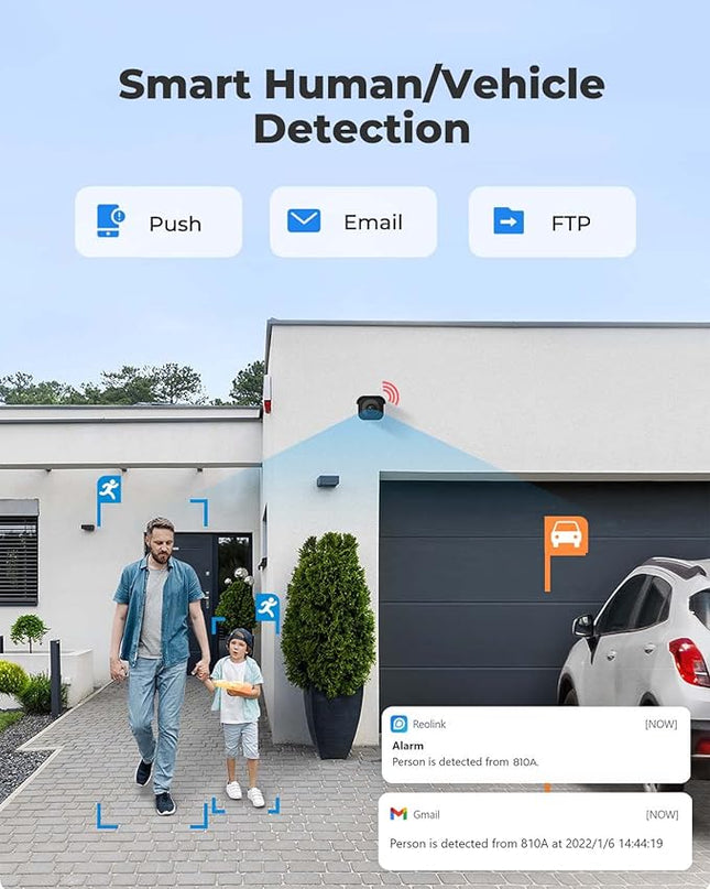 REOLINK 4K/8MP Security PoE IP Camera, Human/Vehicle/Pet Detection, Time-Lapse, 100ft IR Night Vision, Work with Smart Home, Up to 256GB microSD Card, Surveillance Outdoor Indoor, RLC-810A REOLINK