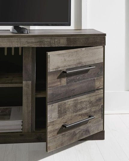 Signature Design by Ashley Derekson Casual TV Stand with Fireplace Option, Fits TVs up to 63", Gray - LeafyLoom