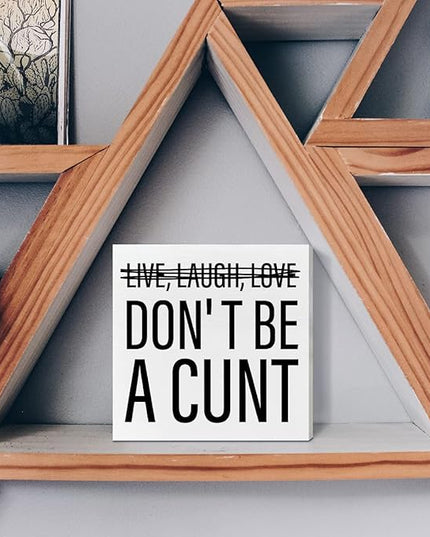 Home Office Desk Wooden Box Sign Decor, Live Laugh Love, Funny Desk Decor Humour Desk Decorations for Women Men Office - LeafyLoom