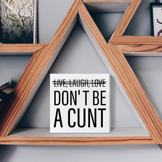 Home Office Desk Wooden Box Sign Decor, Live Laugh Love, Funny Desk Decor Humour Desk Decorations for Women Men Office - LeafyLoom
