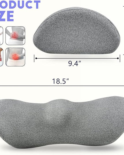Lumbar Support Pillow, Lumbar Pillow for Low Back Pain Relief, Ergonomic Memory Foam Lumbar Pillow, Breathable & Detachable & Washable, Comfy Back Pillow for Office Chairs, Car Seats (Dk Grey, Cotton) - LeafyLoom