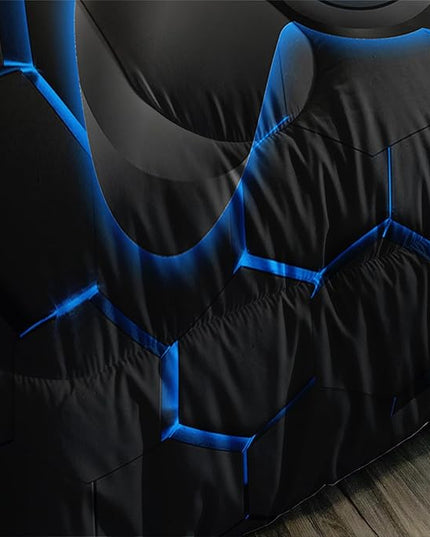 Axolotl Gamer Comforter Sets Twin,Geometric Honeycomb Gaming Bedding Sets,Video Games Comforter,Gaming Bedding Set,Game Console Comforter Set for Kids Boys Girls Teens,1 Quilt 2 Pillowcases,Blue Red - LeafyLoom