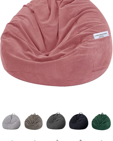 Stuffed Animal Storage Bean Bag Chair Cover (No Beans) for Kids and Adults.Soft Premium Corduroy Stuffable Beanbag for Organizing Children Plush Toys or Memory Foam Extra Large 300L (Pink) - LeafyLoom