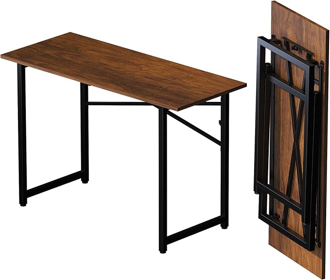 47 inch Folding Desk No Assembly Required, Writing Gaming Computer Camping Table, Home Office Desk, Mahogany - LeafyLoom