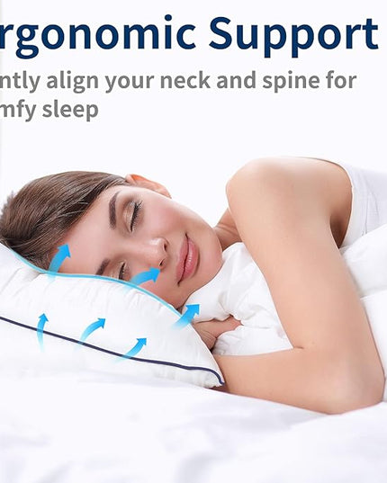 Bed Pillows for Sleeping-2 Pack Queen Size Set of 2 Cooling Pillow for Side Back and Stomach Sleepers, Down Alternative Filling Luxury Soft Quality with Premium Plush (White) - LeafyLoom