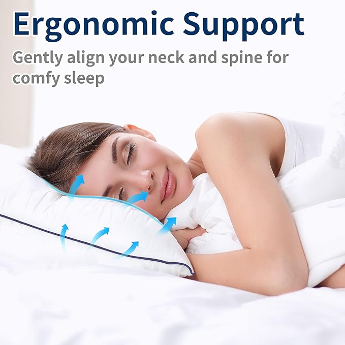 Bed Pillows for Sleeping-2 Pack Queen Size Set of 2 Cooling Pillow for Side Back and Stomach Sleepers, Down Alternative Filling Luxury Soft Quality with Premium Plush (White) - LeafyLoom