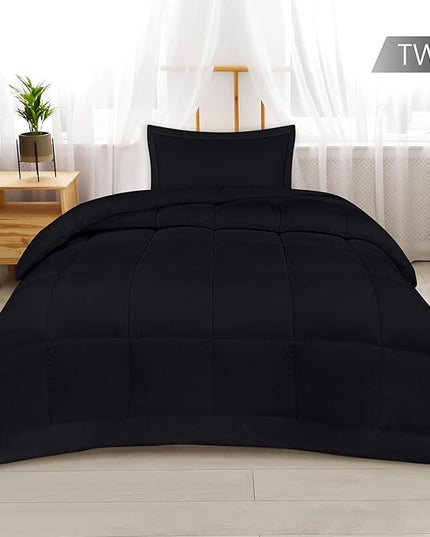 Utopia Bedding Twin Comforter Set Kids with 1 Pillow Sham, Bedding Comforter Sets, Down Alternative Black Comforter, Soft and Comfortable, Machine Washable - LeafyLoom