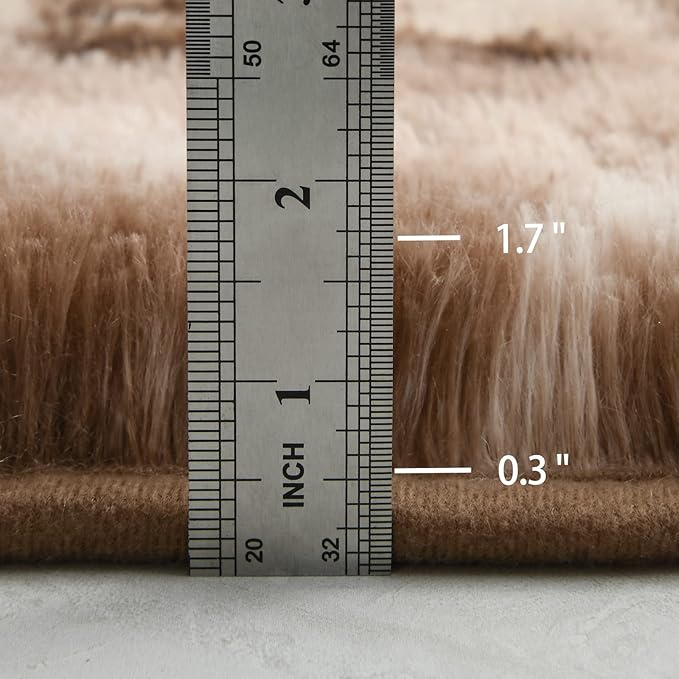 4x6 Large Area Rugs for Living Room, Super Soft Fluffy Modern Bedroom Rug, Tie-Dyed Brown Indoor Shag Fuzzy Carpets for Girls Kids Nursery Room Home Decor - LeafyLoom