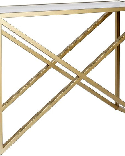 Henn&Hart 36" Tall Rectangular Bookcase in Gold, for Home Office, Living Room - LeafyLoom