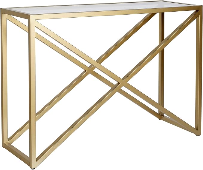 Henn&Hart 36" Tall Rectangular Bookcase in Gold, for Home Office, Living Room - LeafyLoom