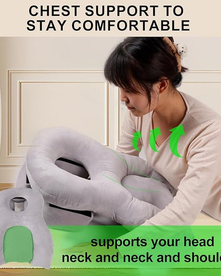 Breathe Easy Face Down Pillow, Height Adjustable Face Down Pillow for Sleeping, Face Down Pillow After Eye Surgery, Prone Pillow, Retinal Vitrectomy Recovery Equipment, Home Massage Pillow - LeafyLoom