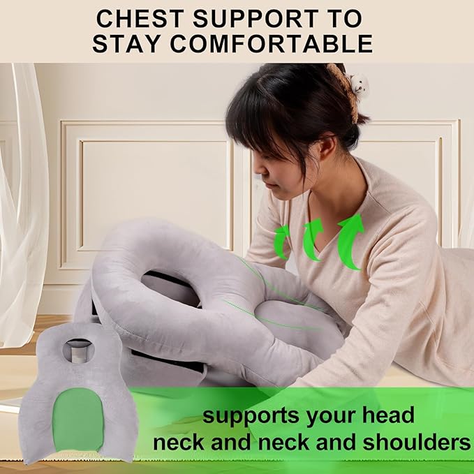 Breathe Easy Face Down Pillow, Height Adjustable Face Down Pillow for Sleeping, Face Down Pillow After Eye Surgery, Prone Pillow, Retinal Vitrectomy Recovery Equipment, Home Massage Pillow - LeafyLoom