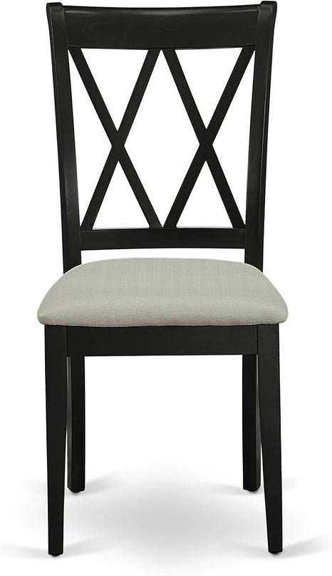 East West Furniture NOCL5-BLK-C 5 Piece Dining Table Set for 4 Includes a Rectangle Kitchen Table with Butterfly Leaf and 4 Linen Fabric Kitchen Dining Chairs, 32x54 Inch, Black - LeafyLoom
