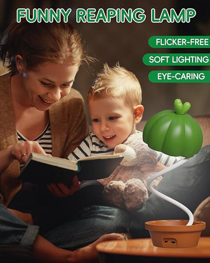 Cute Desk Lamp for Kids, Cactus Small Desk Lamps with Dimmable Touch,Rechargeable Kawaii Desk Lamp Nursery Night Lights, Desk Accessories Kawaii Room Decor for Kid Gifts (Green Cactus Lamp) - LeafyLoom