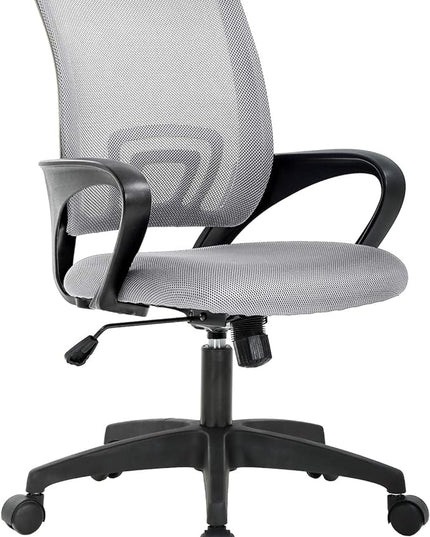 Office Chair Desk Chair Computer Chair Ergonomic Executive Swivel Rolling Chair with Lumbar Support Arms Adjustable Task Chair for Women Adults, Grey - LeafyLoom
