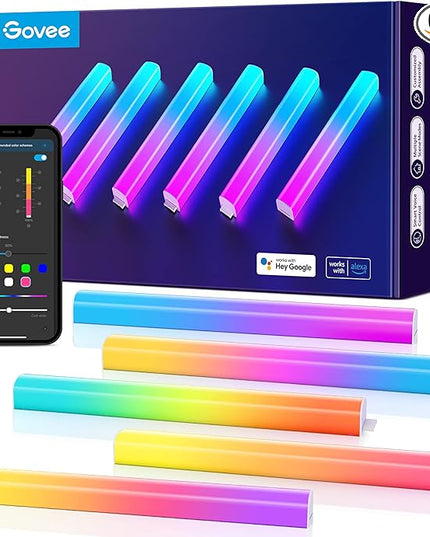 Govee Glide Wall Lights, RGBIC LED Lights, Smart Gaming Lights Works with Alexa and Google Assistant, RGB Light Bar, LED Wall Lights for Bedroom, 2 Panels Set (3 Sections/Panel) Govee