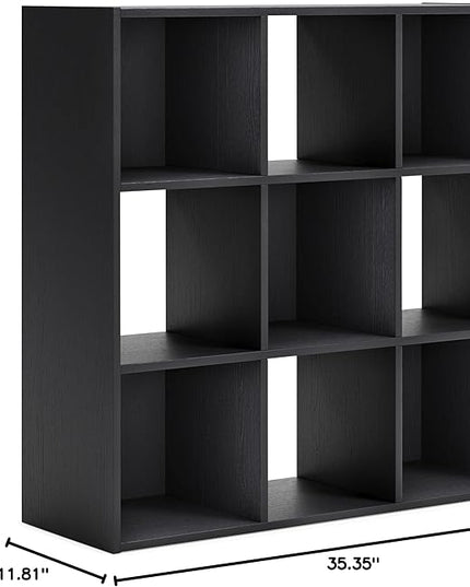 Signature Design by Ashley Langdrew Contemporary 9 Cube Storage Organizer or Bookcase, Black - LeafyLoom