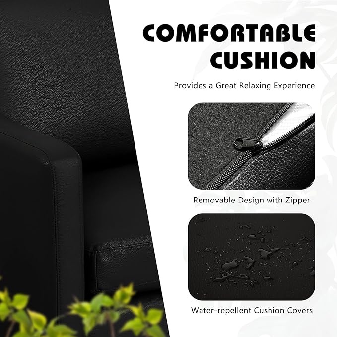 L-Shaped Sectional Modern Sofa - Leather Convertible Sofa Sleeper Sofa Bed Couch Set with Reversible Chaise, Lounge Sofa for Living Room Apartment Small Space (Leather Black) - LeafyLoom