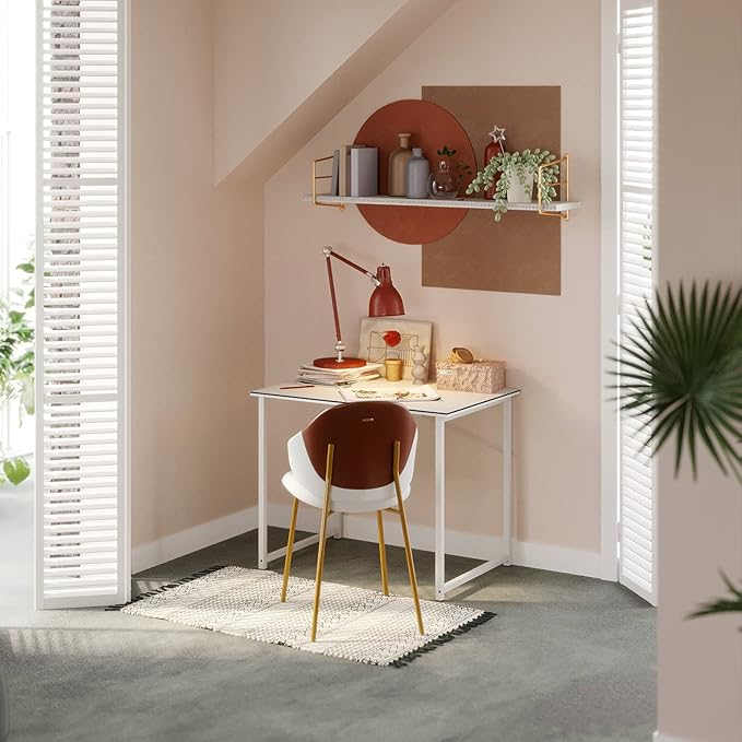 Coleshome 32 Inch Small Computer Desk, Modern Simple Style Desk for Home Office, Study Student Writing Desk, White - LeafyLoom