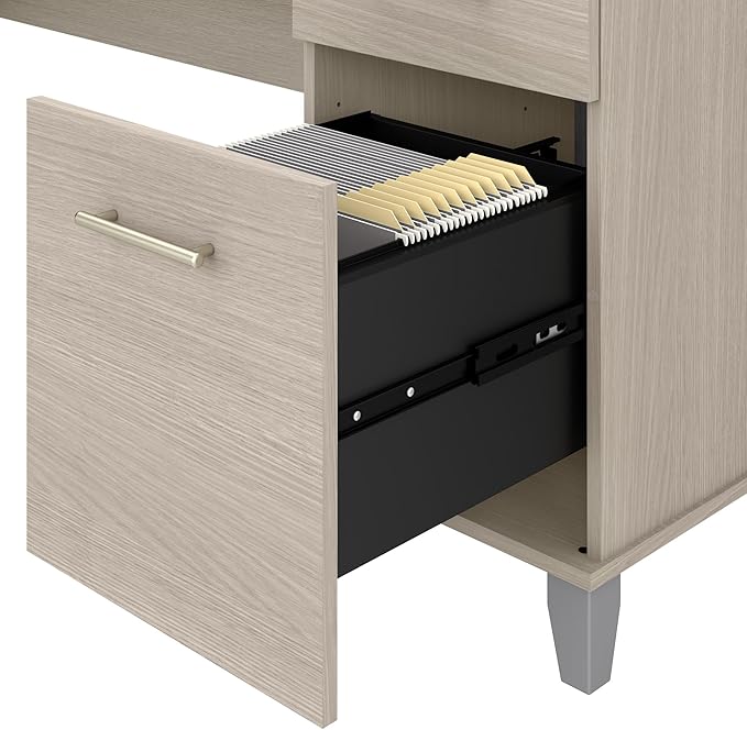 Bush Furniture Somerset 72W Office Desk with Drawers in Sand Oak - LeafyLoom