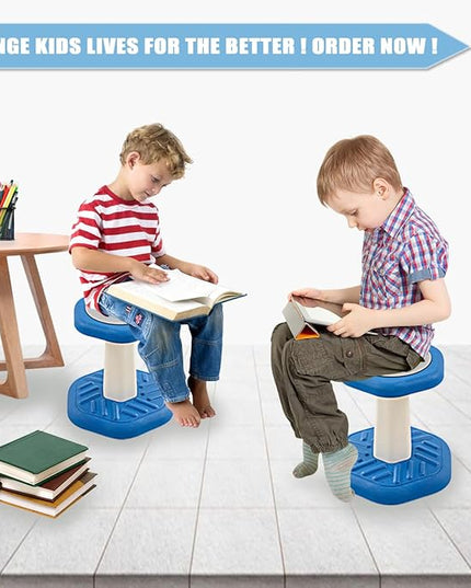 Active Chairs Kids Preschool Wobble Stool - Alternative Flexible Seating Balance Wiggle Stool for Classroom,Preschool,Kindergarten&Elementary School,Active Sensory Chairs,Ages3-8,Blue(14in) - LeafyLoom