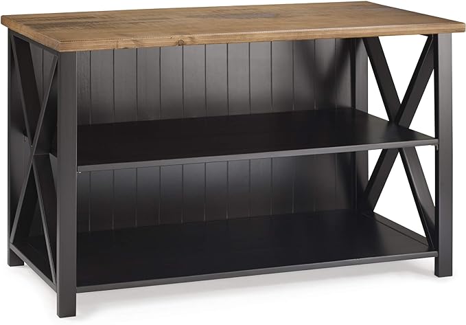 Walker Edison 2 Tier Modern Farmhouse Wood Bookcase Bookshelf Storage Home Office Storage Cabinet, 52 Inch, Black - LeafyLoom