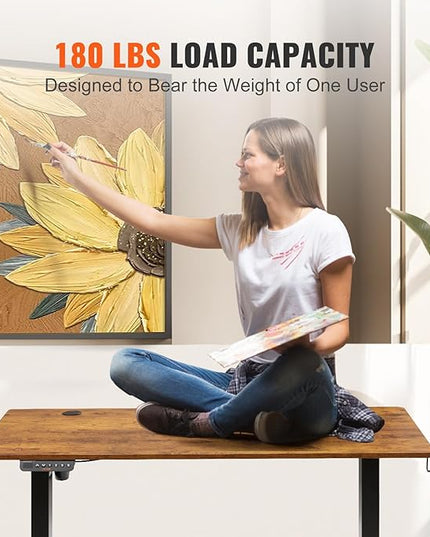 VEVOR Height Adjustable Desk, 55.1 x 23.6 in, 3-Key Modes Electric Standing Desk,Whole Piece Desk Board, Sturdy Dual Metal Frame, Max. Bearing 180 LBS Computer Sit Stand up Desk, for Home and Office - LeafyLoom