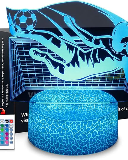 Soccer Night Light,Soccer Gifts for Kid,3D Soccer Lamp,Kids Bedside Lamp,16 Color Change Decor Lamp with Remote & Smart Touch, Gifts for Christmas Birthday Boys Men Girls - LeafyLoom