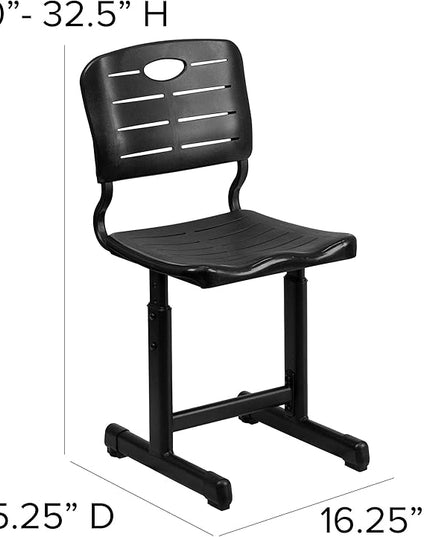 Flash Furniture Nila Set of 6 Adjustable Height Black Student Chairs with Black Pedestal Frames - LeafyLoom