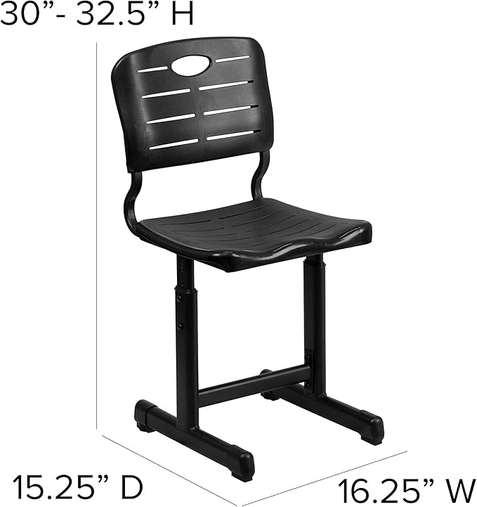 Flash Furniture Nila Set of 6 Adjustable Height Black Student Chairs with Black Pedestal Frames - LeafyLoom