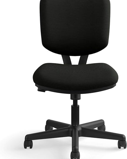 HON Volt Armless Task Seating, Computer Chair for Office Desk, Black SofThread Leather - LeafyLoom