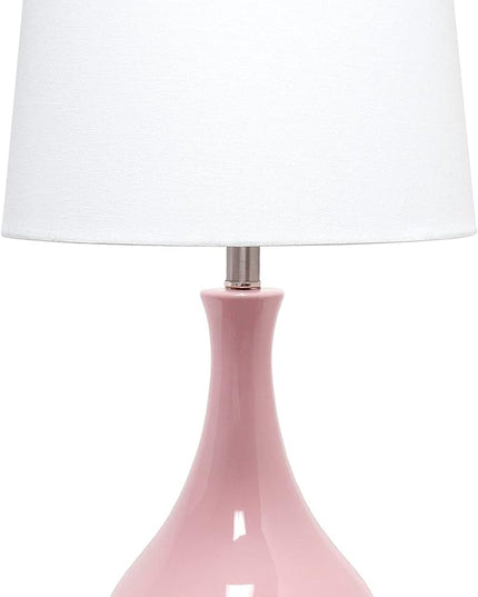 Elegant Designs LT3312-RPK Ceramic Genie Tear Drop Shaped Glossy Table Lamp, Rose Pink - LeafyLoom