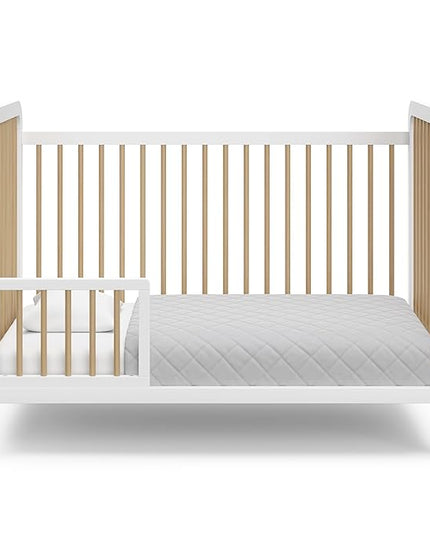 Storkcraft Pasadena 3-in-1 Convertible Crib (White with Driftwood) – GREENGUARD Gold Certified, Converts to Daybed and Toddler Bed, Fits Standard Full-Size Crib Mattress, Adjustable Mattress Height - LeafyLoom