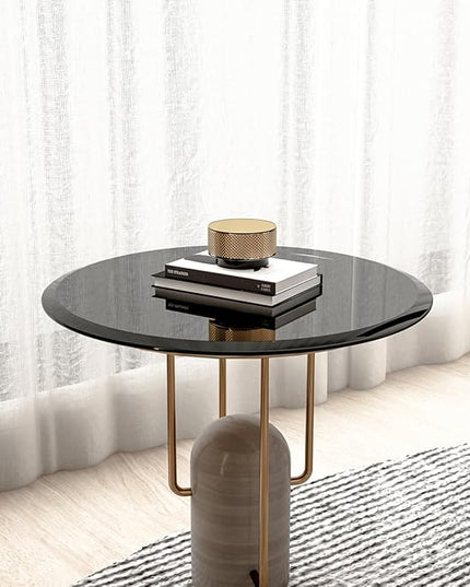 Round Tempered Glass Table Top, 24 Inch, Black - LeafyLoom