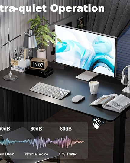 55 * 24 Inches Electric Standing Desk, Adjustable Height Sit Stand Up Desk with 3 Memory Presets, Motorized Home Office Computer Gaming Workstation Desk, Classical Black - LeafyLoom