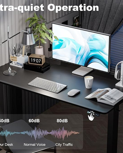 48 * 24 Inches Electric Standing Desk, Adjustable Height Sit Stand Up Desk with 3 Memory Presets, Motorized Home Office Computer Gaming Workstation Desk, Classical Black - LeafyLoom