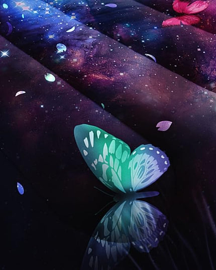 Datura home Butterfly Comforter Set for Girls Women,Colorful Butterflies in Space Galaxy Printed Black Bedding Set with 2 Pillowcases(Butterfly Galaxy Full) - LeafyLoom