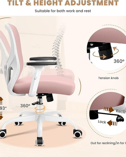Office Chair Ergonomic Desk Chair with Adjustable Lumbar Support, Swivel Comfy Computer Chair Heavy Duty Executive Chair for Home Office - LeafyLoom