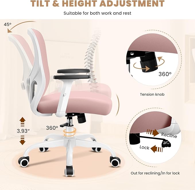 Office Chair Ergonomic Desk Chair with Adjustable Lumbar Support, Swivel Comfy Computer Chair Heavy Duty Executive Chair for Home Office - LeafyLoom