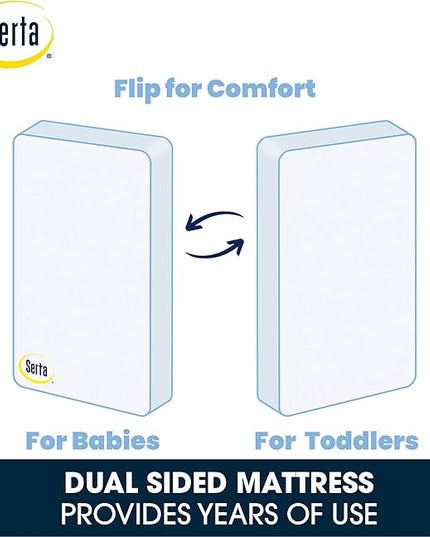 Delta Children Heartland 4-in-1 Convertible Crib Infant Changing Table with Pad + Serta Perfect Start Crib Mattress, Bianca White - LeafyLoom